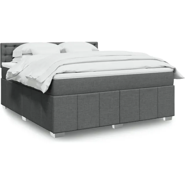 vidaXL Boxspring met matras stof donkergrijs 180x200 cm grijs