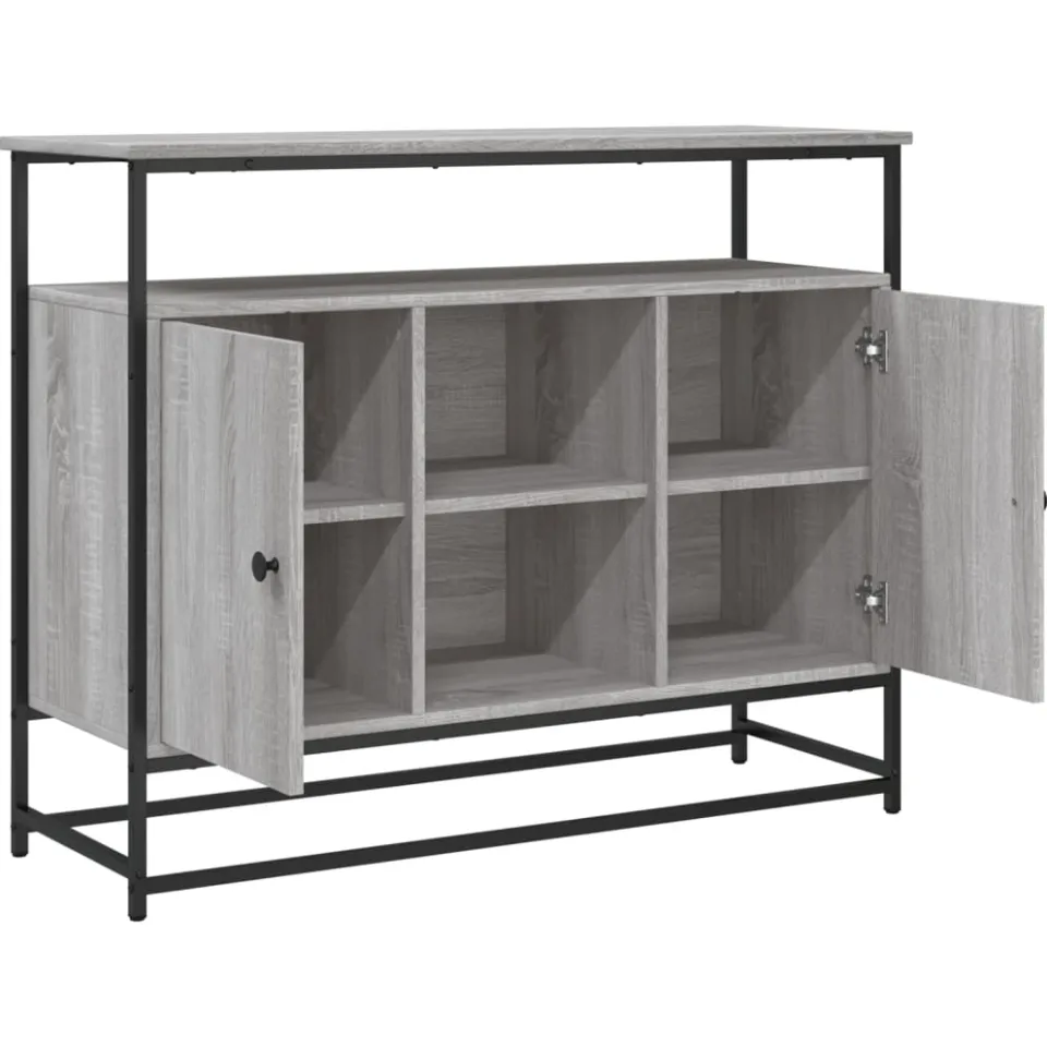 vidaXL Dressoir 100x35x80 cm bewerkt hout grijs sonoma