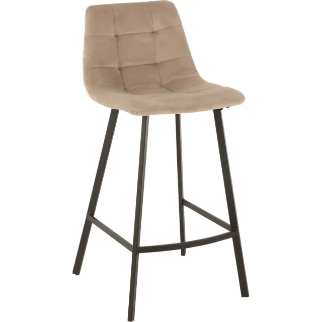 J-Line barstoel Olivier - textiel/metaal - beige - 2 stuks