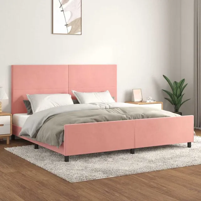 vidaXL Bedframe met hoofdeinde fluweel roze 200x200 cm