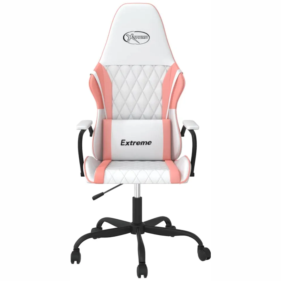 vidaXL Massage gamestoel kunstleer wit en roze