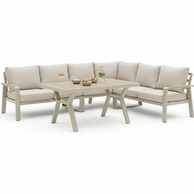 Belito Lotte Loungeset Hoekbank Nr. 4 | Taupe Aluminium | 288 x 220 cm | 6-persoons