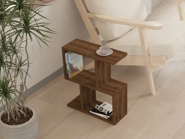 Skye Decor , Bijzettafel, Zet - Walnut, Gemelamineerde spaanplaat, Walnoot, 45 x 17 x 51,4 cm