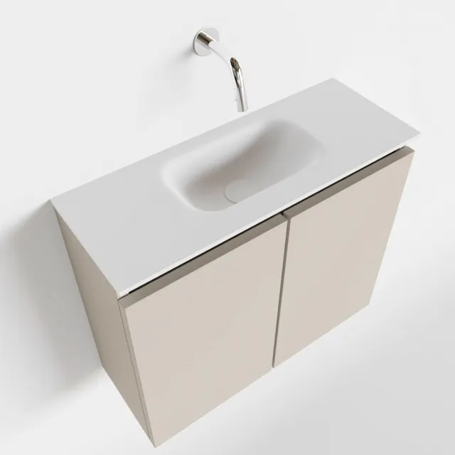 Mondiaz TURE 60cm toiletmeubel linen. EDEN wastafel talc midden geen kraangat