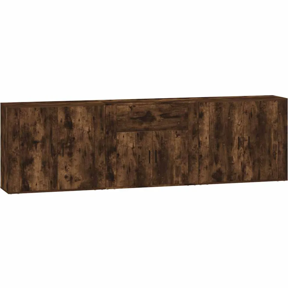 vidaXL Dressoirs 3 st bewerkt hout gerookt eikenkleurig Bruin