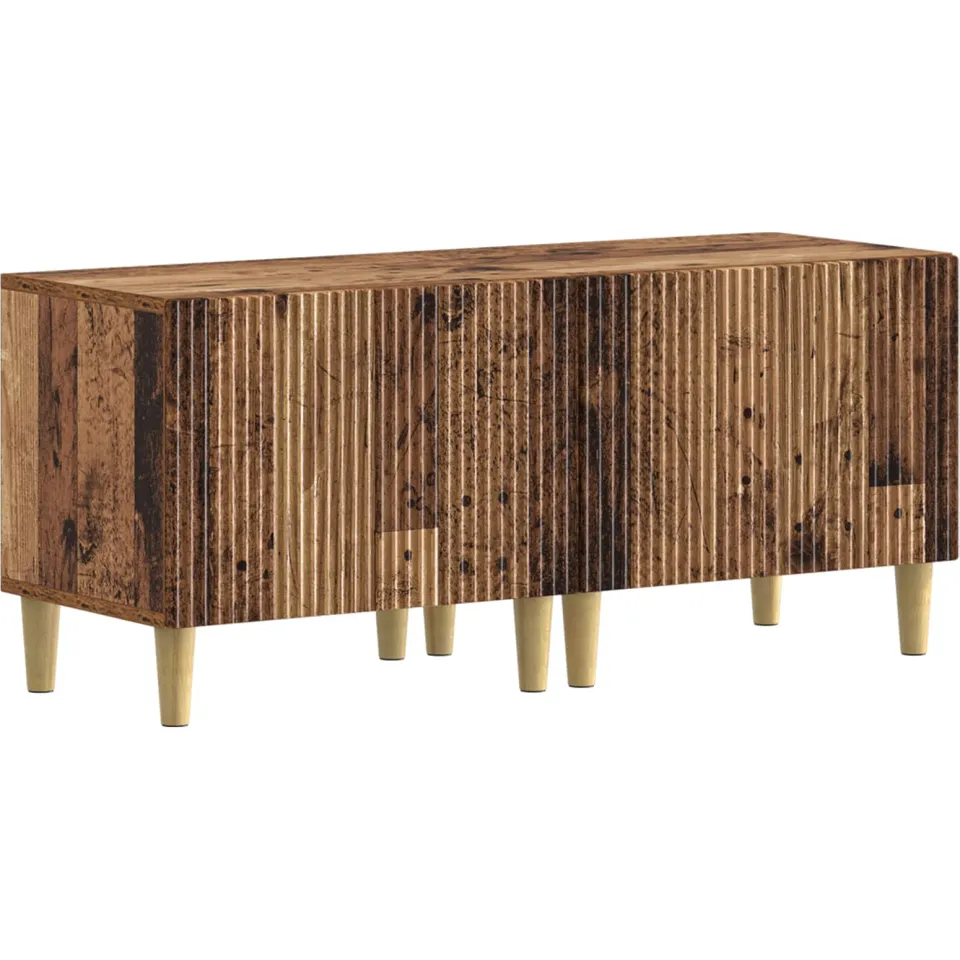 vidaXL 3-delige LED TV-kast ARNHEM 3 st Oud hout Bewerkt hout grijs, foto 4