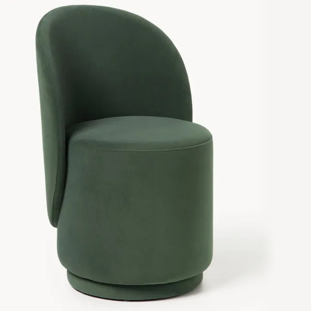 Westwing Collection Fluwelen gestoffeerde stoel Zeyno Groen