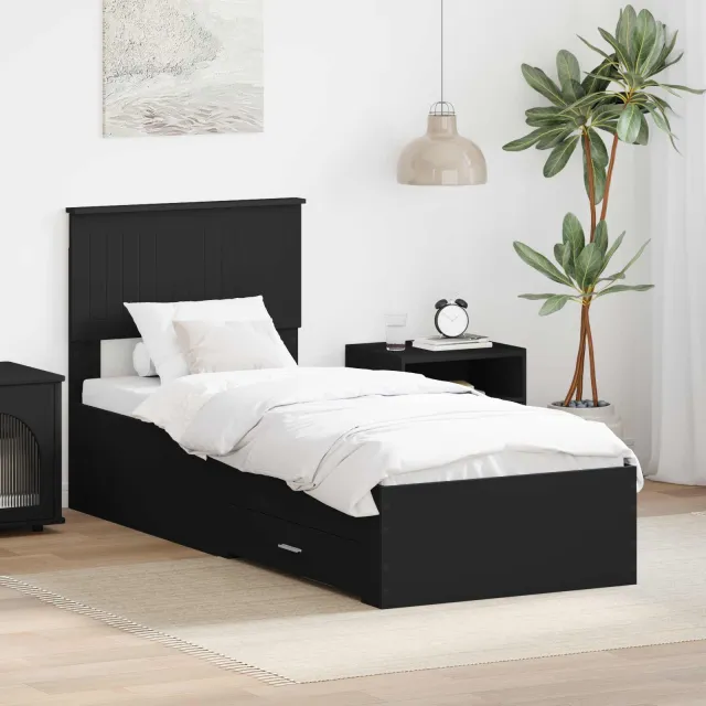 vidaXL Bedframe Zwart 75 x 190 cm Bewerkt hout