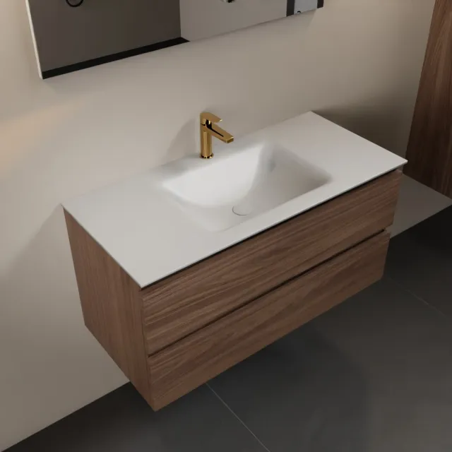 Mondiaz AIVY 100cm badmeubel Mocha, wastafel Talc solid surface midden 1 kraangat (AI-351321TALC-SI - AI-M100MOMI)