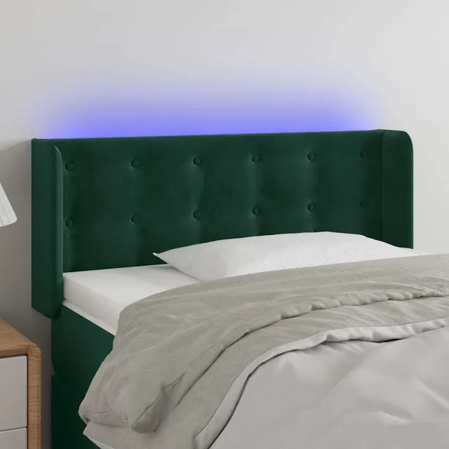 vidaXL Hoofdbord LED 93x16x78/88 cm fluweel donkergroen groen