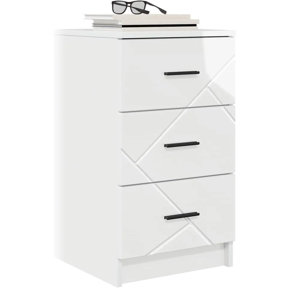 vidaXL Nachtkastje Hoogglans wit 38 x 38 x 66 cm Bewerkt hout