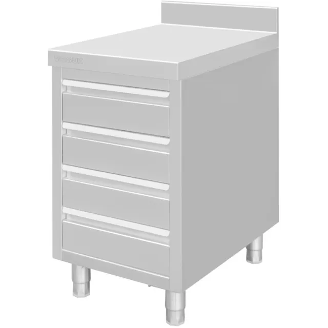 Vogue St/st Werkstation met 4 Laden en Opstaande Rand van 100 mm 900(h)x700(b)x500(d)mm - DP276 - Horeca & Professioneel Roestvrijstaal