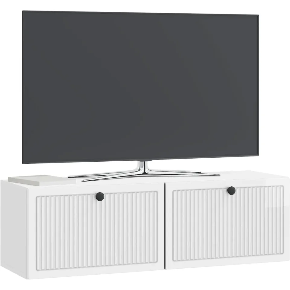 vidaXL Wandbeugel TV-kast Hoogglans Wit 98 x 31 x 30 cm Bewerkt hout, foto 2