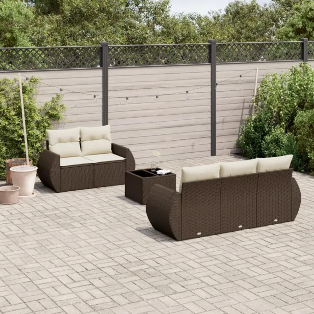 vidaXL 6-delige Loungeset met kussens poly rattan bruin, foto 2