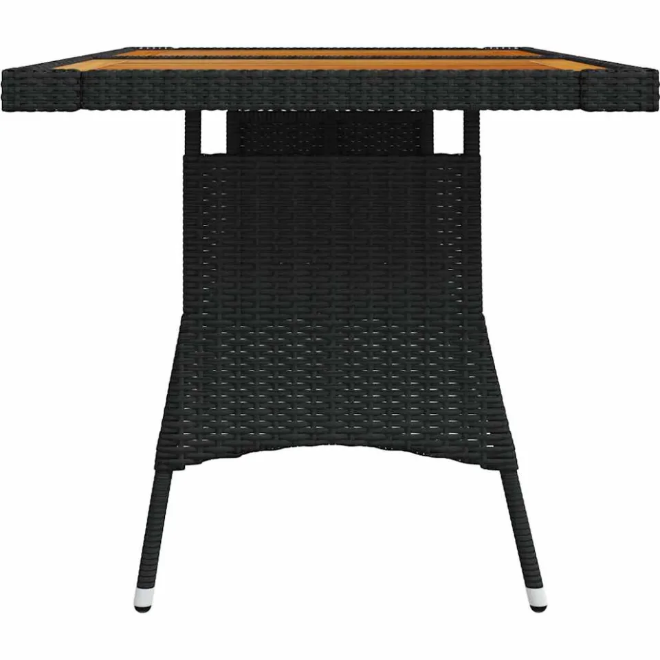 vidaXL Tuintafel 130x70x72 cm poly rattan en massief acaciahout zwart, foto 3