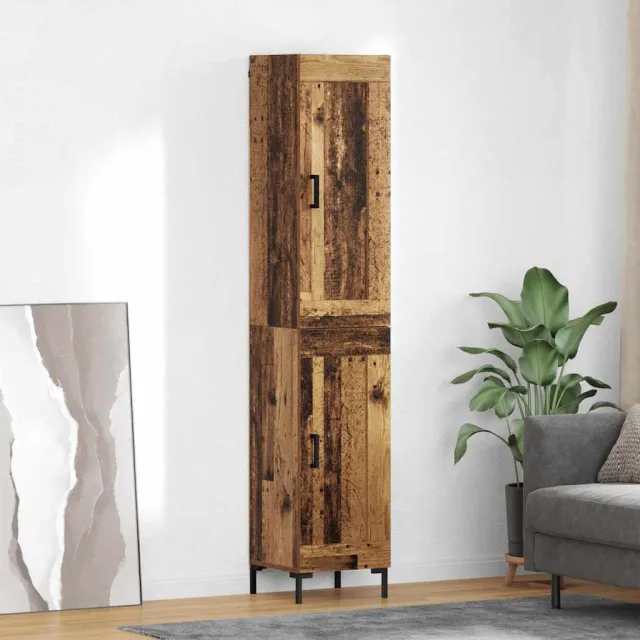 vidaXL Highboard Oud Hout 34,5 x 34 x 180 cm Bewerkt hout Bruin