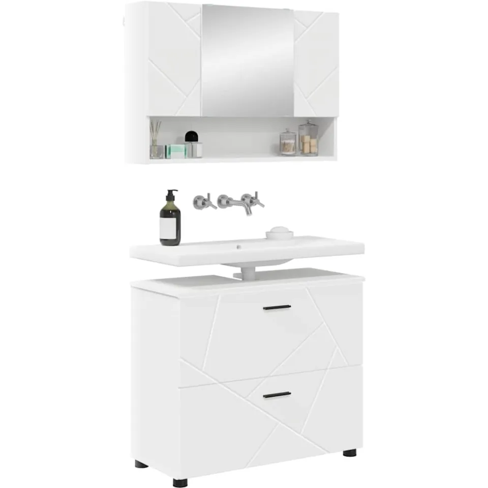 vidaXL Badkamermeubelset 2 st Wit 76,5 x 35 x 64 cm