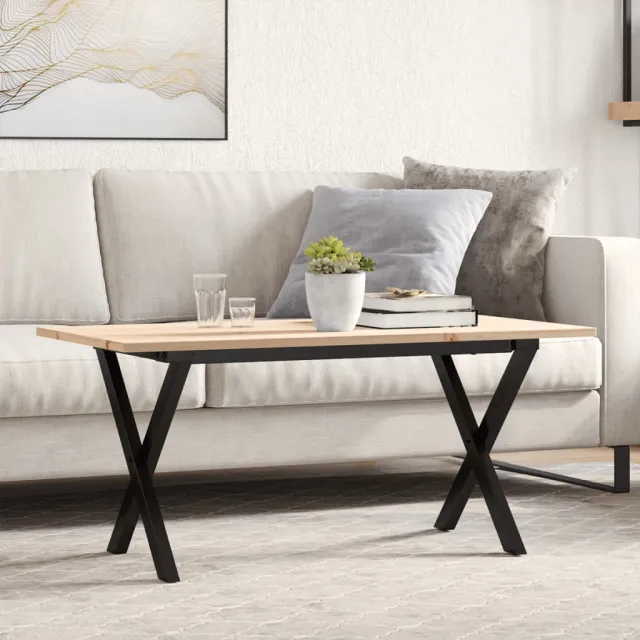 vidaXL Salontafel X-frame 100x50x45 cm massief grenenhout en staal Bruin