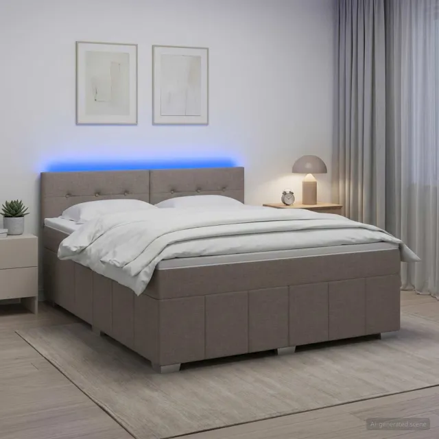 vidaXL Boxspringbed met matras met hoofdeinde Taupe 140 x 200 cm Stof