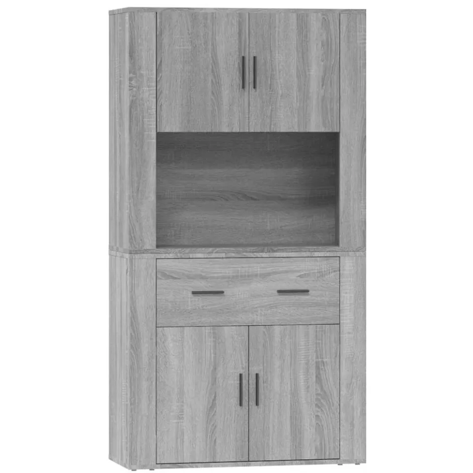 vidaXL Hoge kast bewerkt hout grijs sonoma eikenkleurig