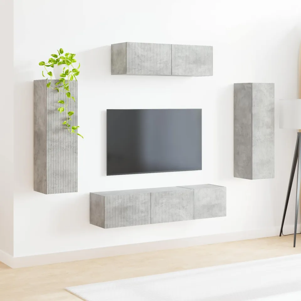 vidaXL TV-kast 5 st Beton Grijs, foto 4