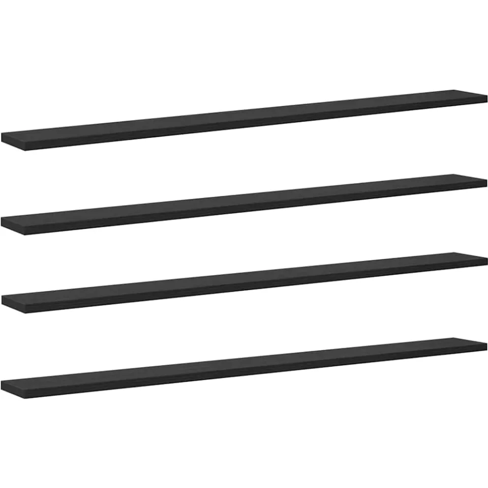 vidaXL Boekenplank Bord 3-laags 4 st 100 x 10 x 1,5 cm Bewerkt hout Zwart