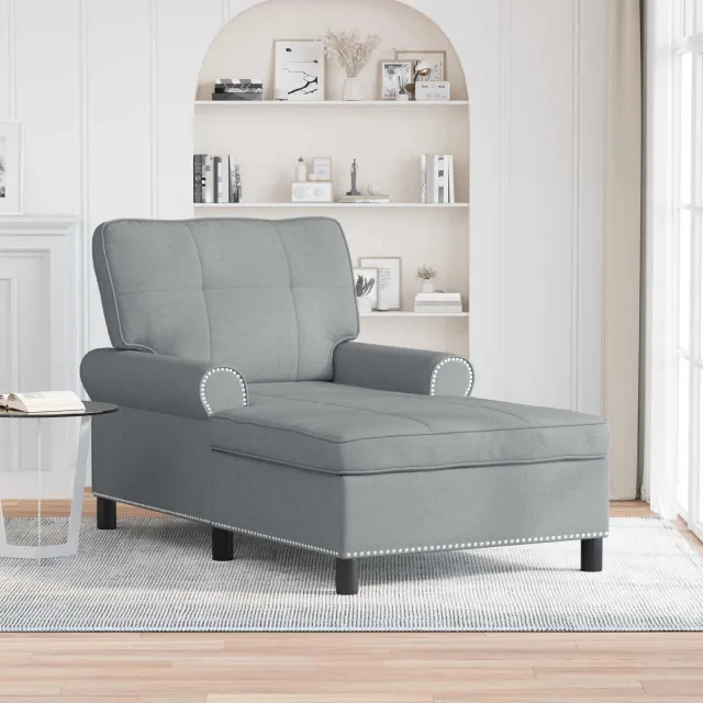 vidaXL Chaise Lounge Lichtgrijs Stof 91 x 157 x 91 cm, foto 2