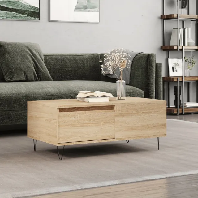 vidaXL Salontafel 90x50x36,5 cm bewerkt hout sonoma eikenkleurig, foto 2