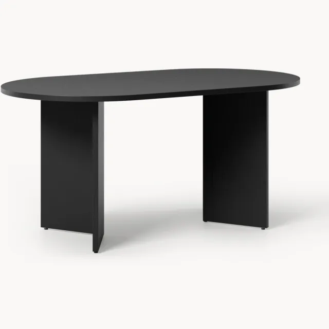 Westwing Collection Ovale houten eettafel Toni, in verschillende formaten Zwart