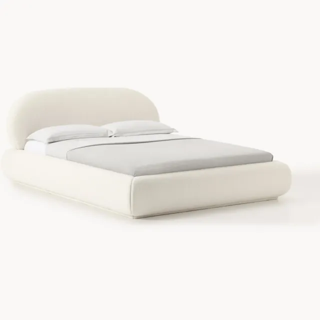Westwing Collection Gestoffeerd teddybed Alba met opbergruimte Wit