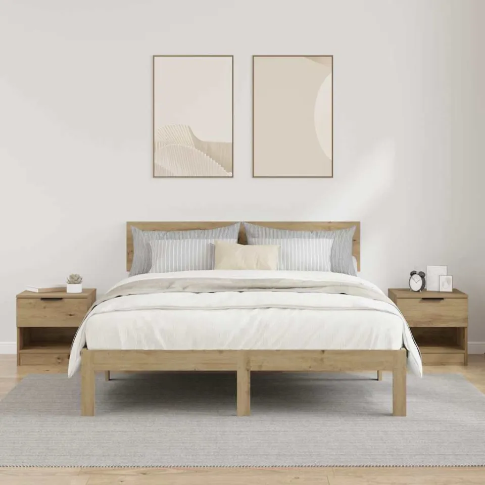 vidaXL Bed kast 2 st Artisan Eiken 40 x 39 x 40cm Bewerkt hout, foto 4