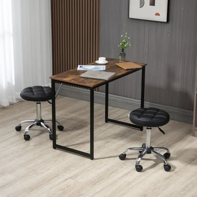 STILVORA Werkkruk 35,5 Cm - Set Van 2 - In Hoogte Verstelbaar En 360 Graden Draaibaar Met Wielen - Voor Salon En Studio - Kunstleer - Zwart