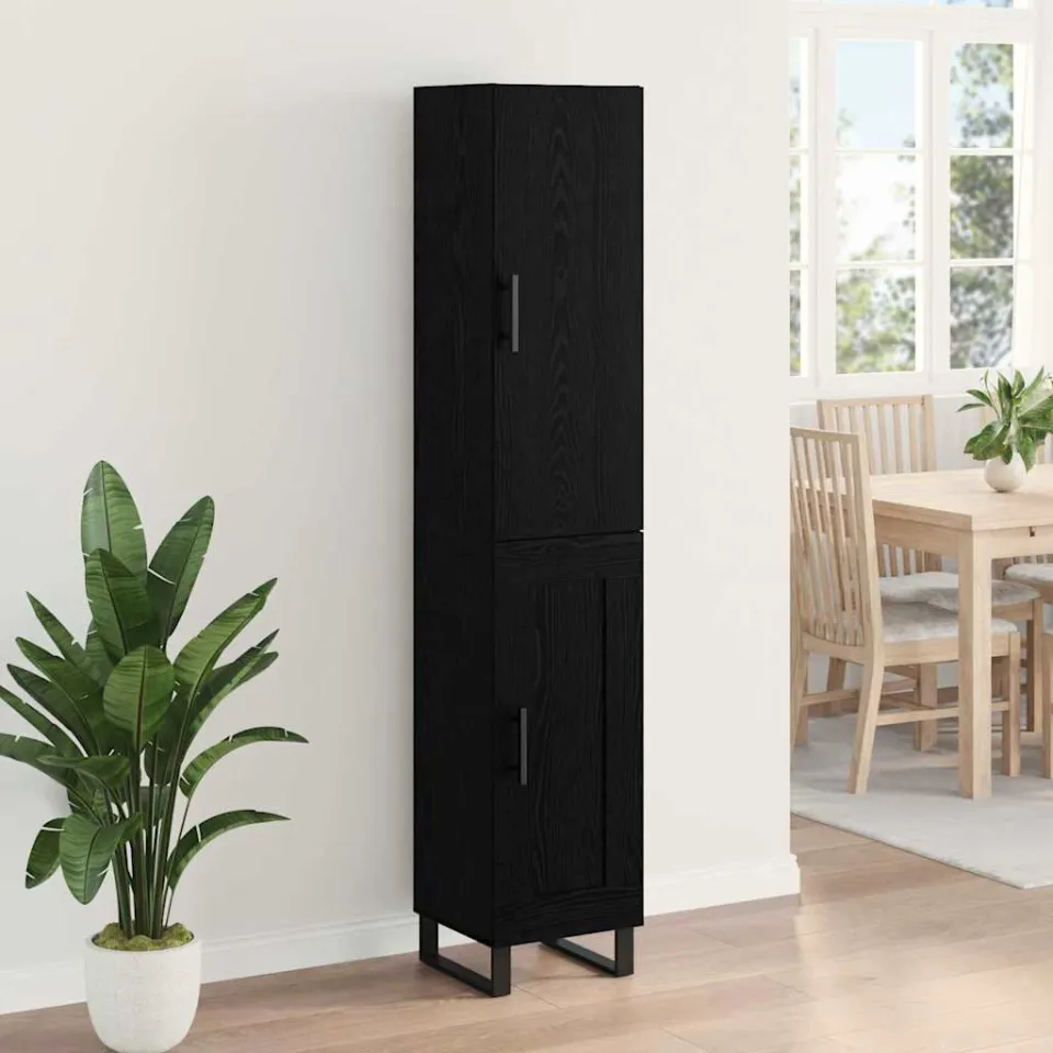vidaXL Highboard Zwart Eiken 34,5 x 34 x 180 cm Bewerkt hout, foto 4