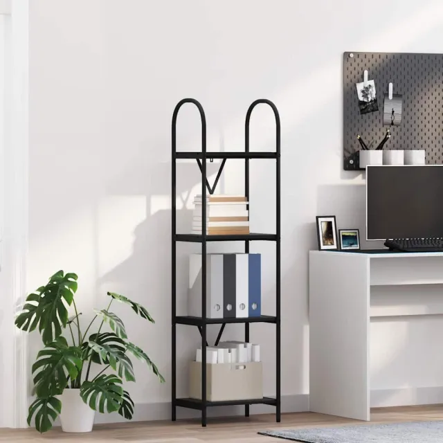 vidaXL Boekenkast 4-laags 40 x 30 x 146 cm Bewerkt hout Zwart Eiken, foto 2