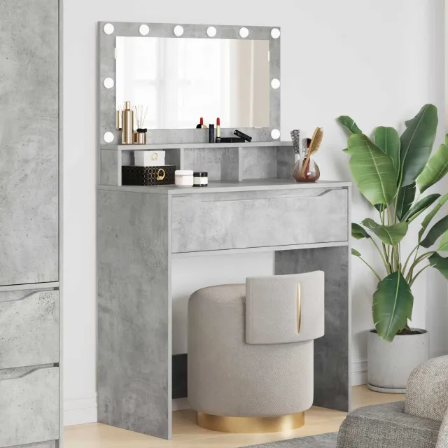 vidaXL Slaapkamer Kaptafels Beton Grijs 80 x 39,6 x 135 cm, foto 2