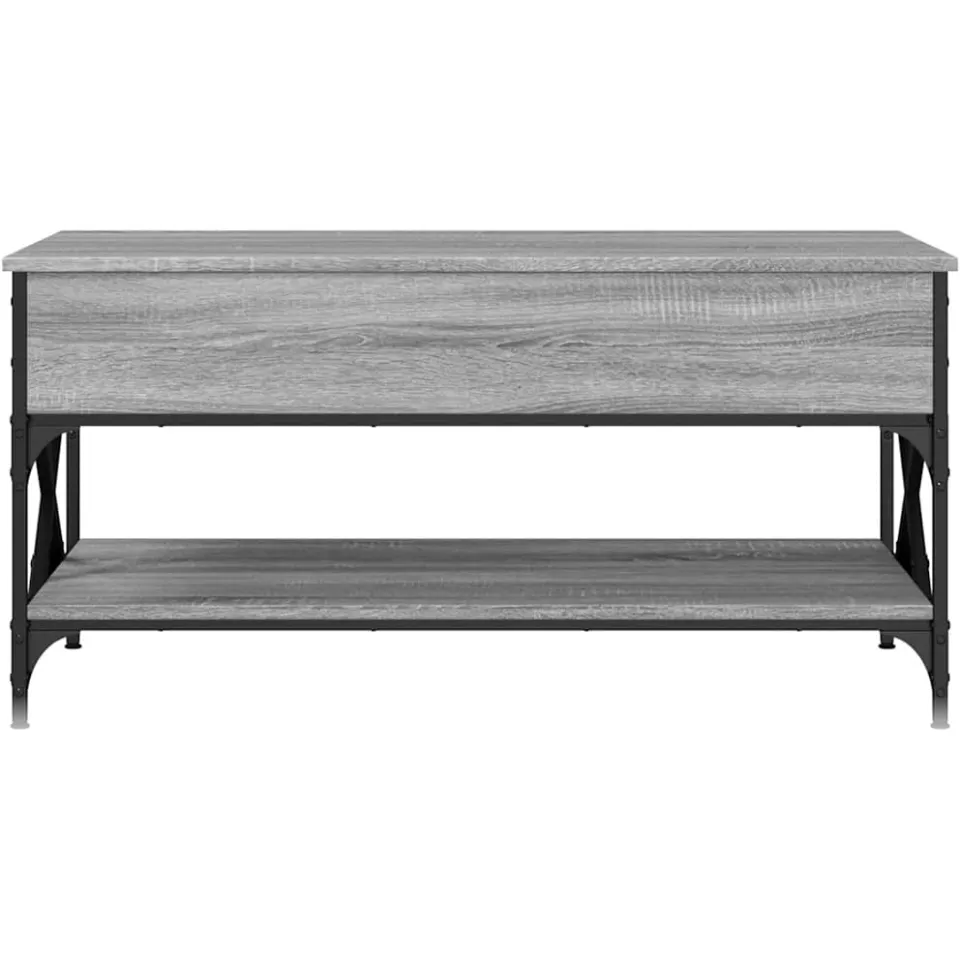 vidaXL Salontafel 100x50x50 cm bewerkt hout en metaal grijs sonoma, foto 4