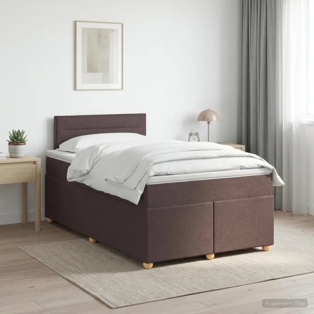 vidaXL Boxspringbed met matras Donkerbruin 120 x 190 cm Stof