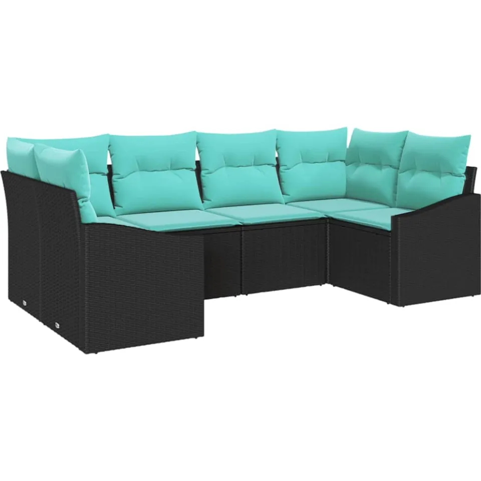 vidaXL Bankstel 6 st Zwart poly rattan