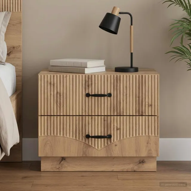vidaXL Nachtkastje Artisanaal eiken 62 x 34,5 x 44,5 cm Bewerkt hout, foto 2