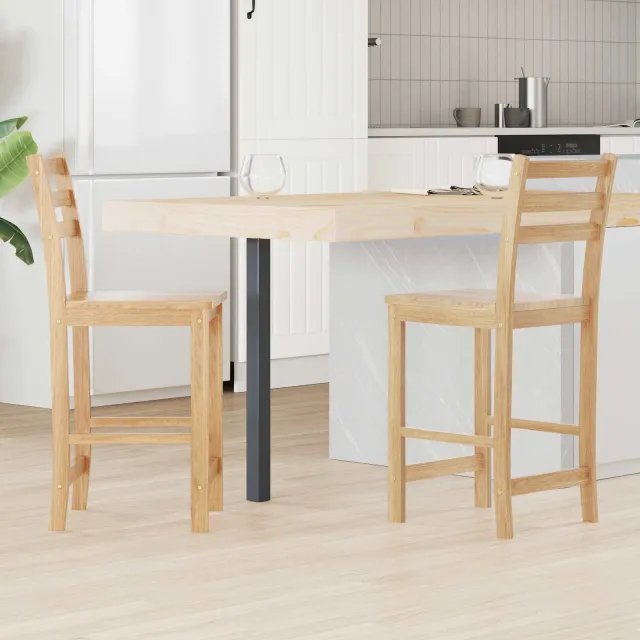 vidaXL Eettafelstoelen 2 st Massief Rubberhout Naturel Bruin