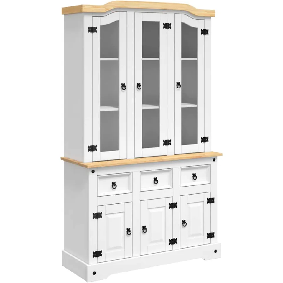 vidaXL Hoge kast Corona 112x43x191,5 cm massief Mexicaans grenenhout wit