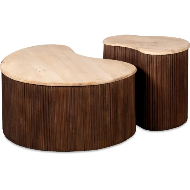Lewis & Loft Salontafel Lena - Organisch vorm - Bruin - Klein en groot - Set van 2