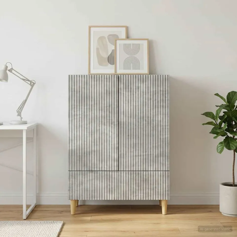vidaXL Dressoir met lade Betongrijs 66 x 34,5 x 95 cm Bewerkt hout grijs, foto 3