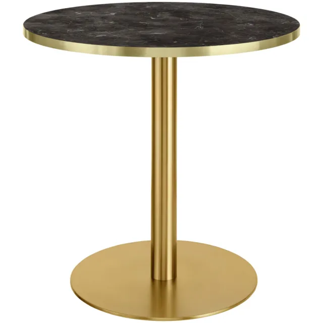 Vega Eettafel Marvani tafelzuil roestvrij staal; 75x80 cm (HxØ); Tafelblad goud/zwart/gemarmerd, frame goud; rond