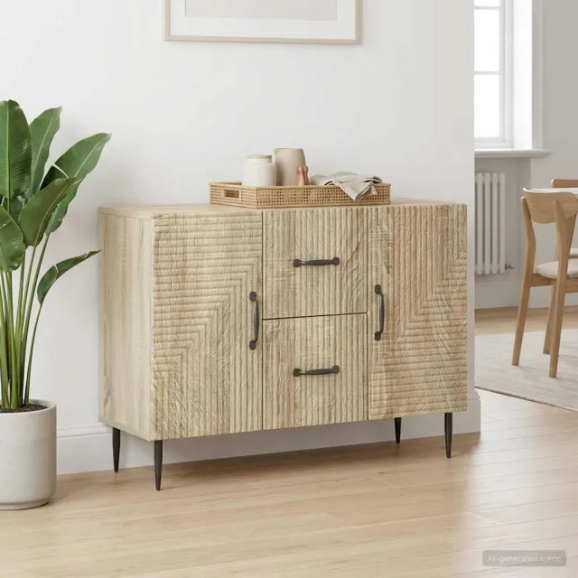 vidaXL Dressoir met lade Sonoma Eiken 89 x 34,5 x 60 cm Bewerkt hout Bruin