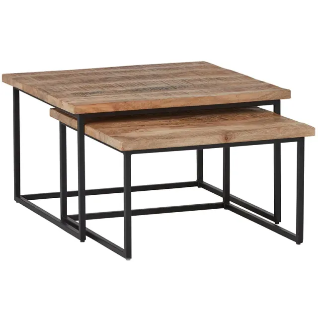 salontafel set Laos vierkant bruin