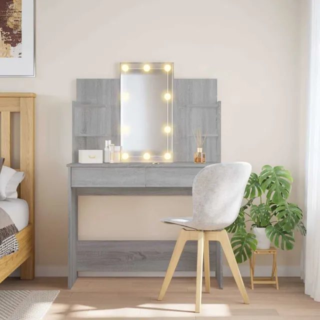 vidaXL Kaptafel met LED-verlichting 96x40x142 cm grijs sonoma