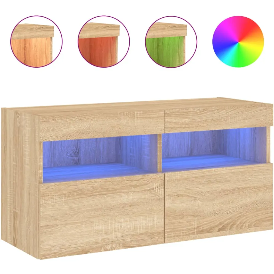 vidaXL Tv-wandmeubel met LED-verlichting 80x30x40 cm sonoma eikenkleur Bruin