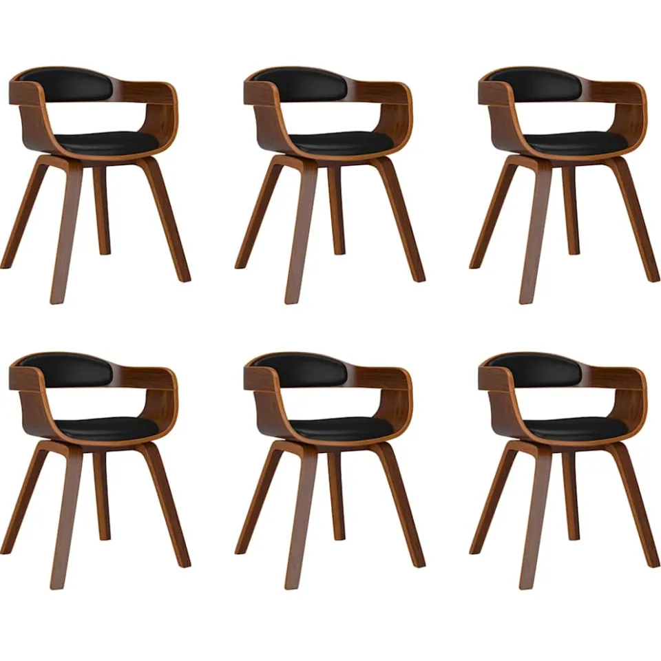vidaXL Eetkamerstoelen 6 st gebogen hout en kunstleer zwart, foto 3