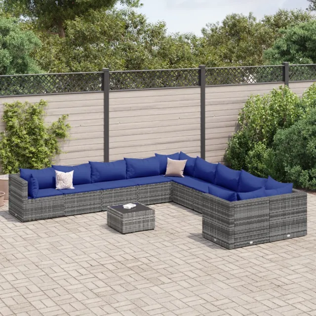 vidaXL 11-delige Loungeset met kussens poly rattan grijs, foto 2